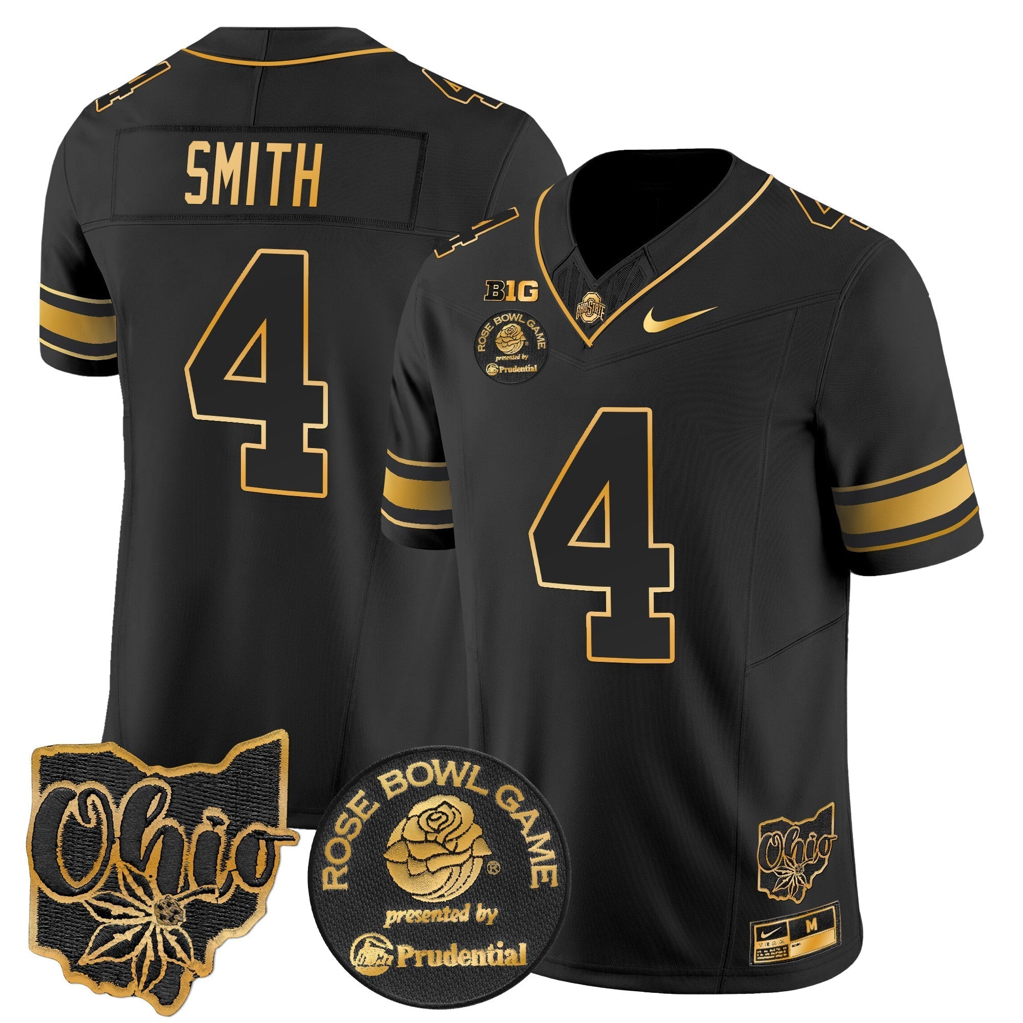 Men Ohio State Buckeyes Rose Bowl Gold Vapor Limited Jersey - All Stitched