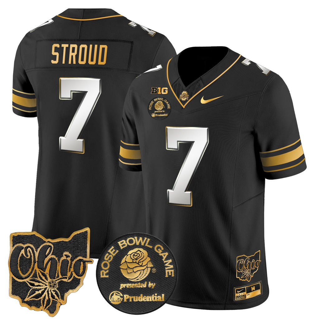 Men Ohio State Buckeyes Rose Bowl Gold Vapor Limited Jersey - All Stitched