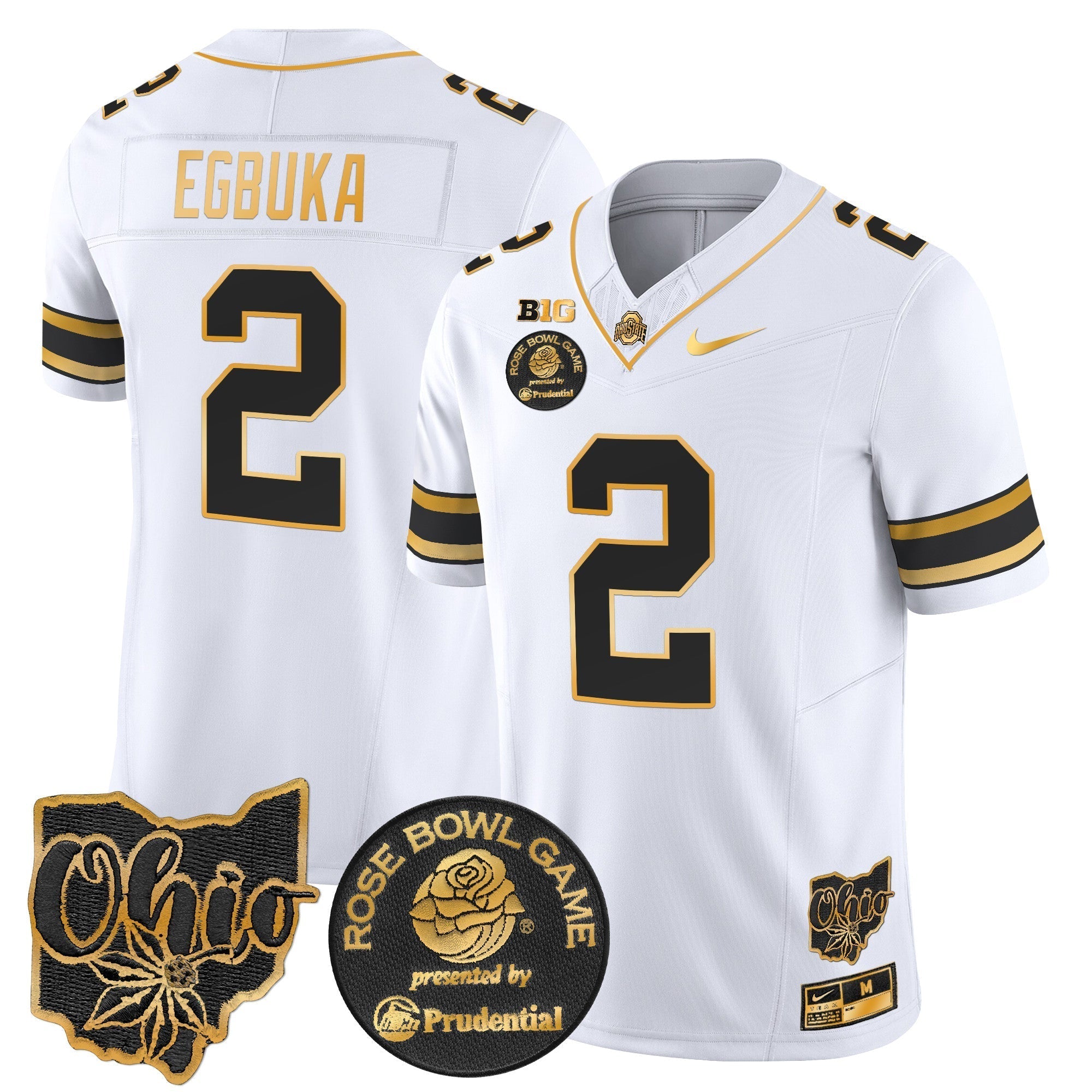 Men Ohio State Buckeyes Rose Bowl Gold Vapor Limited Jersey - All Stitched
