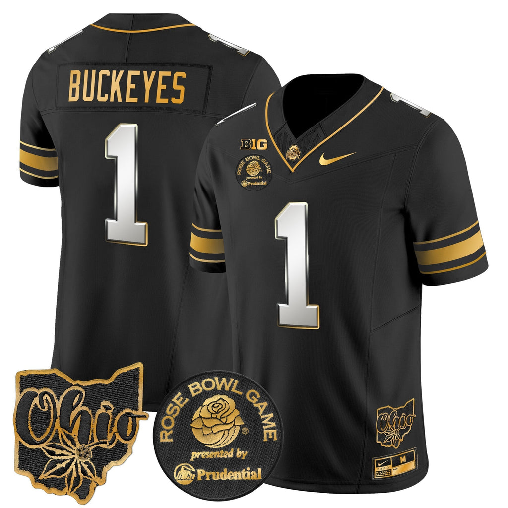 Men Ohio State Buckeyes Rose Bowl Gold Vapor Limited Jersey - All Stitched