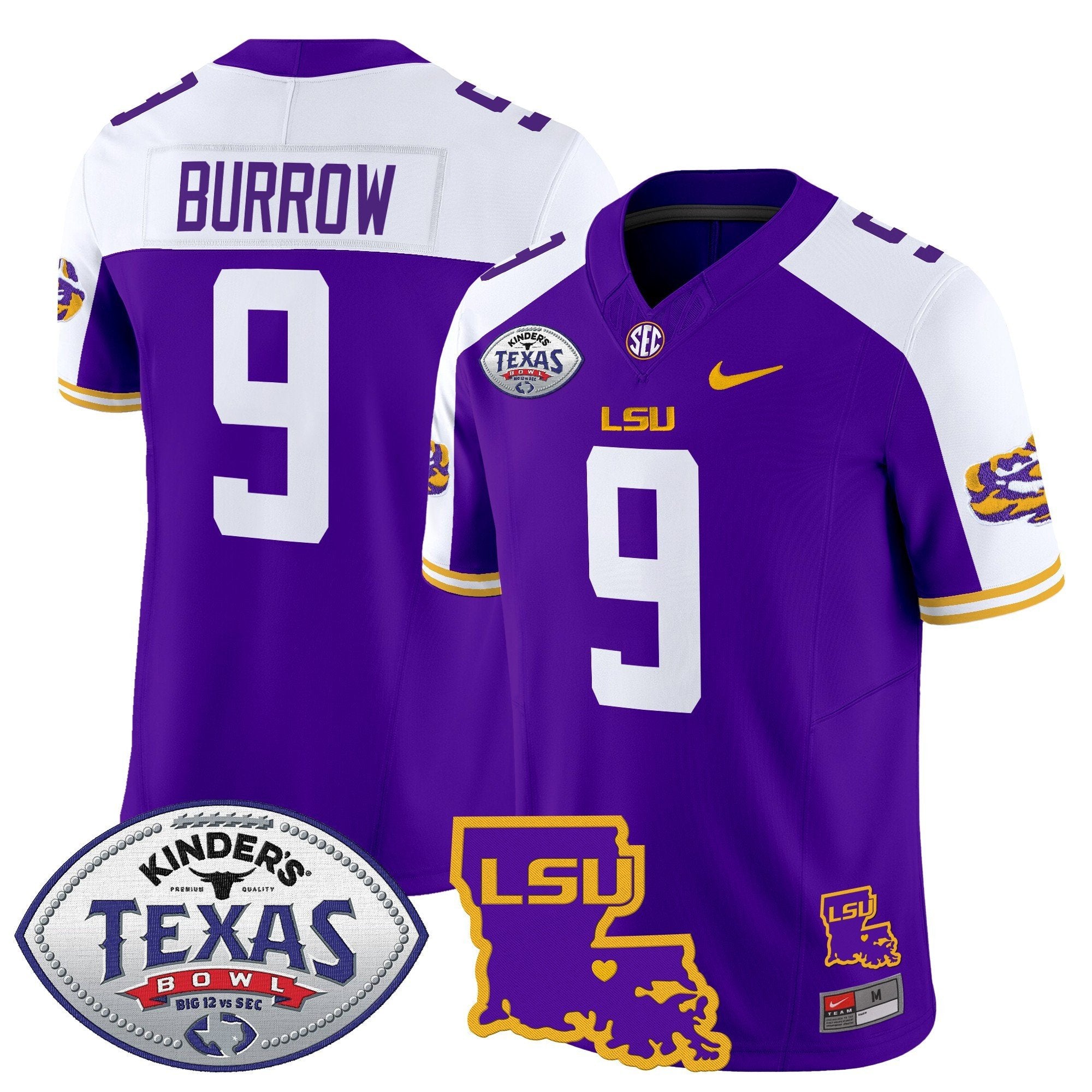 Men LSU Tigers 2024 Texas Bowl Patch Vapor Limited Jersey - All Stitched