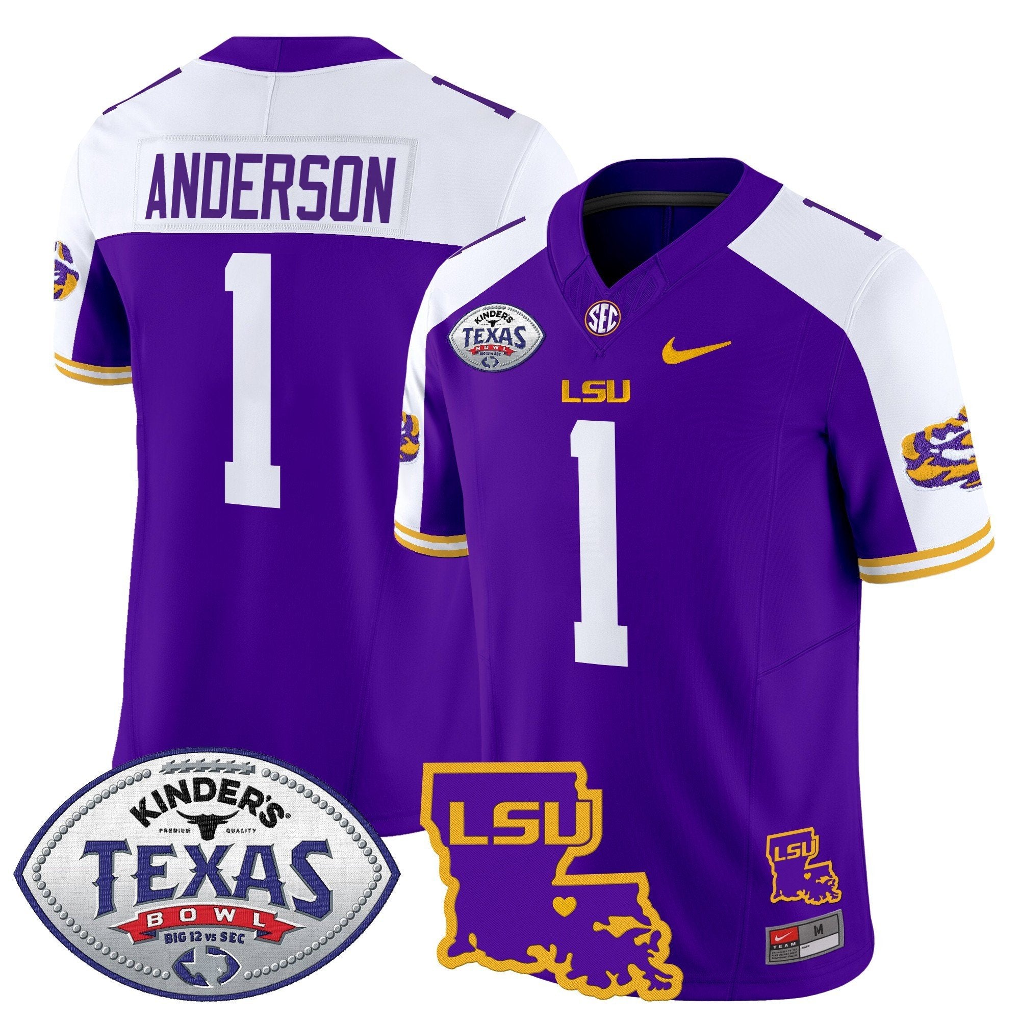 Men LSU Tigers 2024 Texas Bowl Patch Vapor Limited Jersey - All Stitched