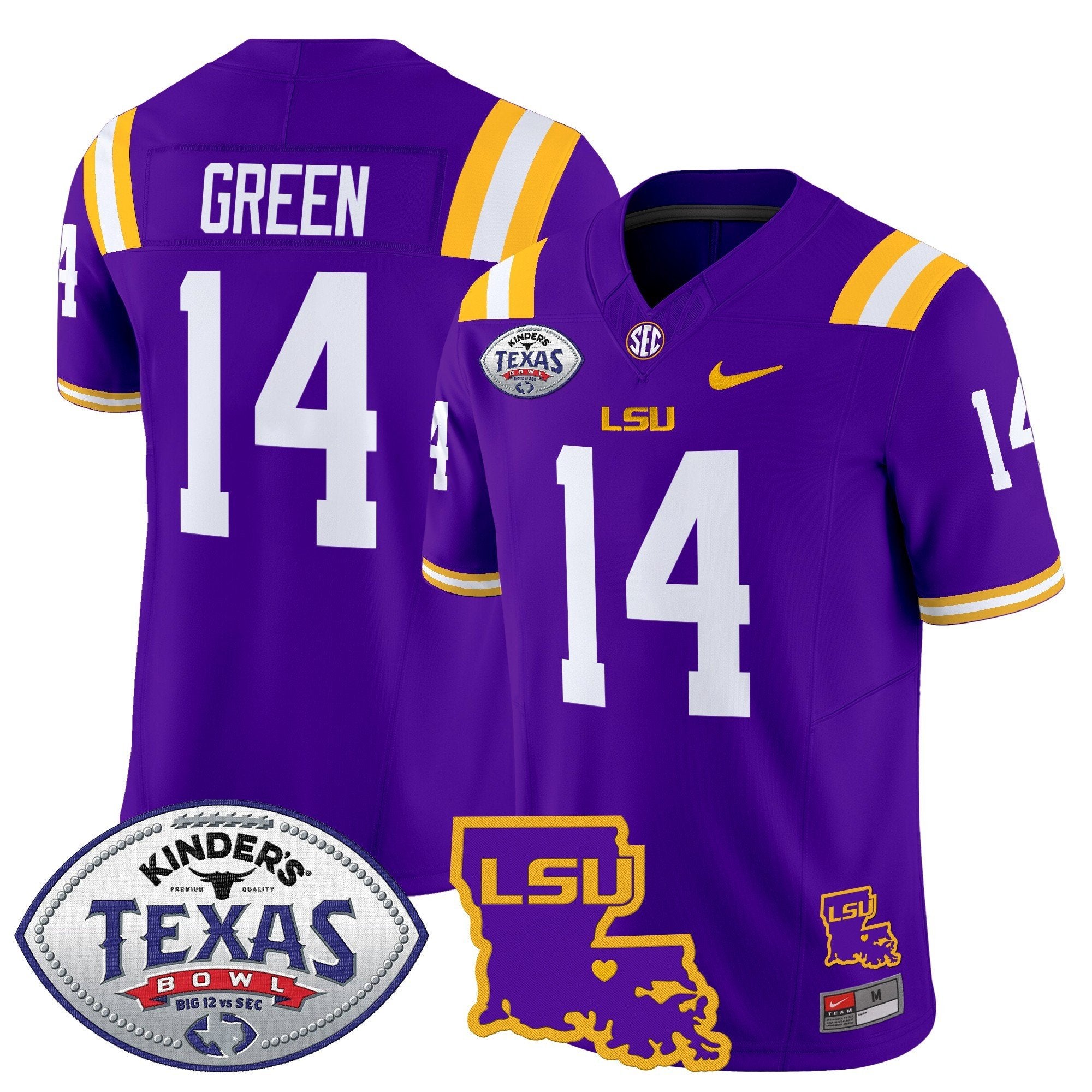 Men LSU Tigers 2024 Texas Bowl Patch Vapor Limited Jersey - All Stitched