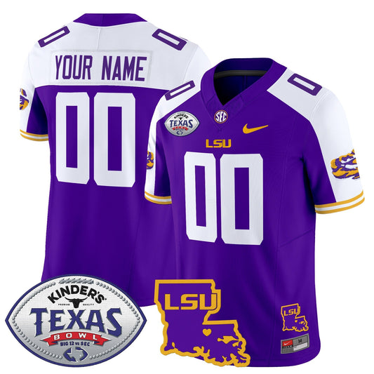 Custom LSU Tigers 2024 Texas Bowl Patch Vapor Limited Jersey - All Stitched