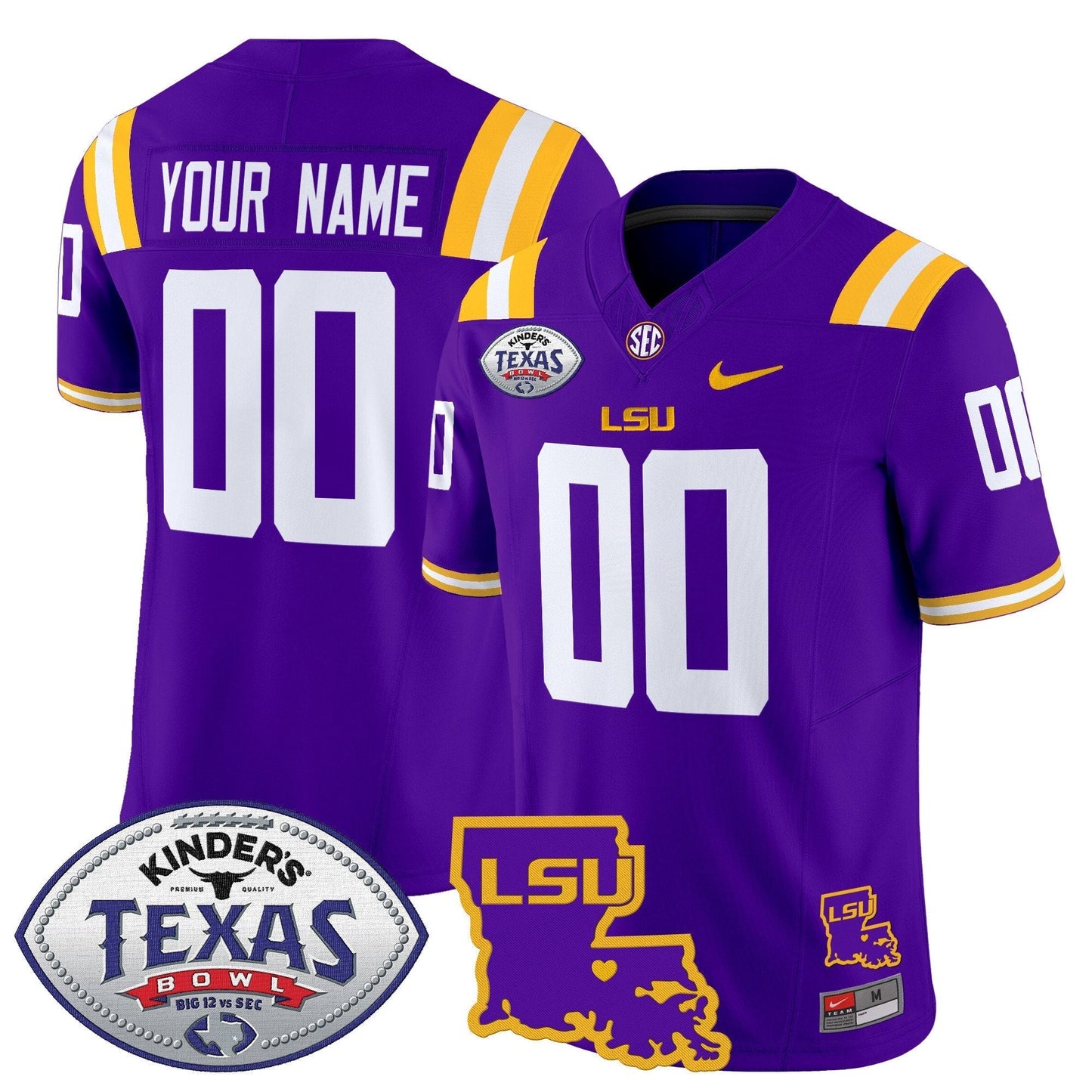 Custom LSU Tigers 2024 Texas Bowl Patch Vapor Limited Jersey - All Stitched