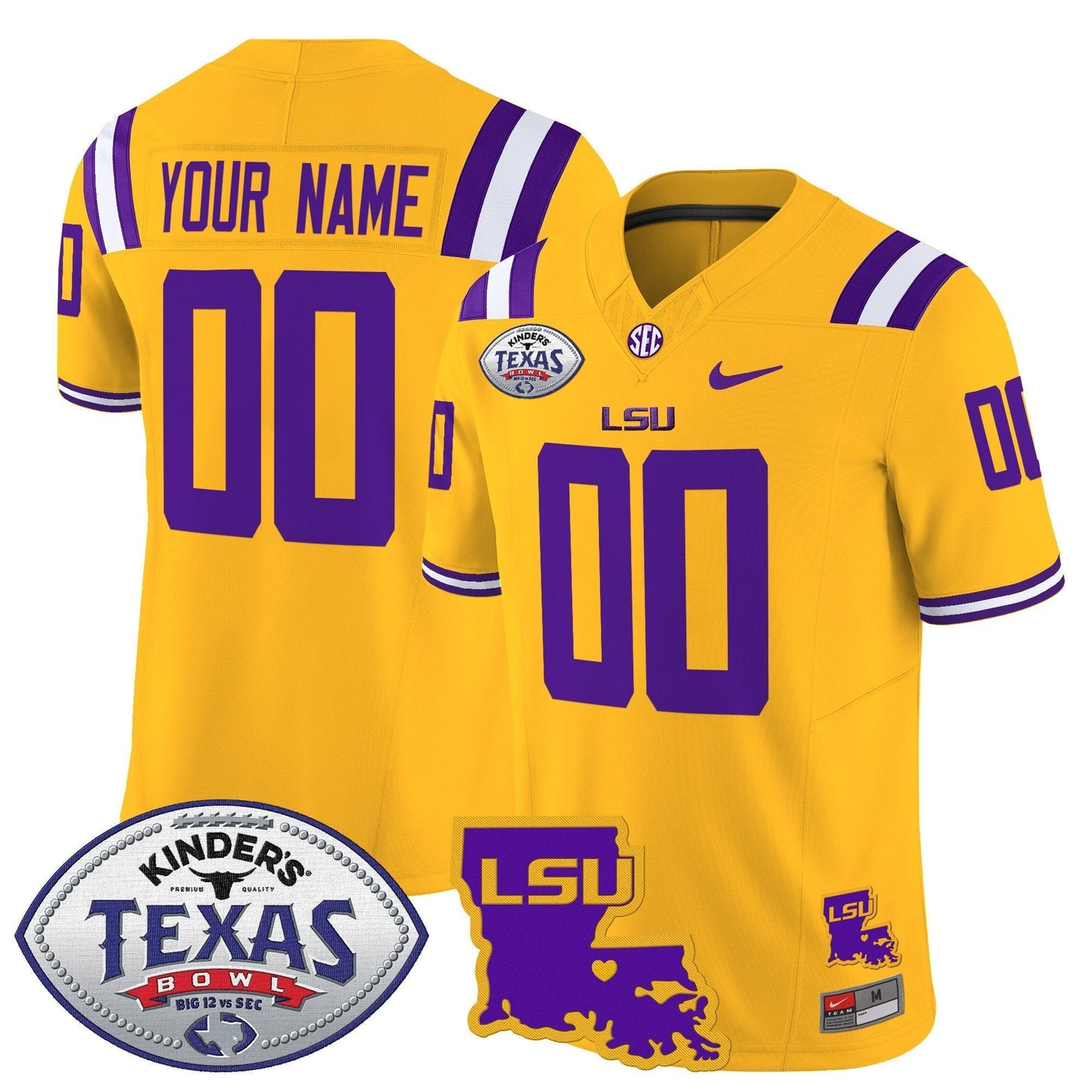 Custom LSU Tigers 2024 Texas Bowl Patch Vapor Limited Jersey - All Stitched