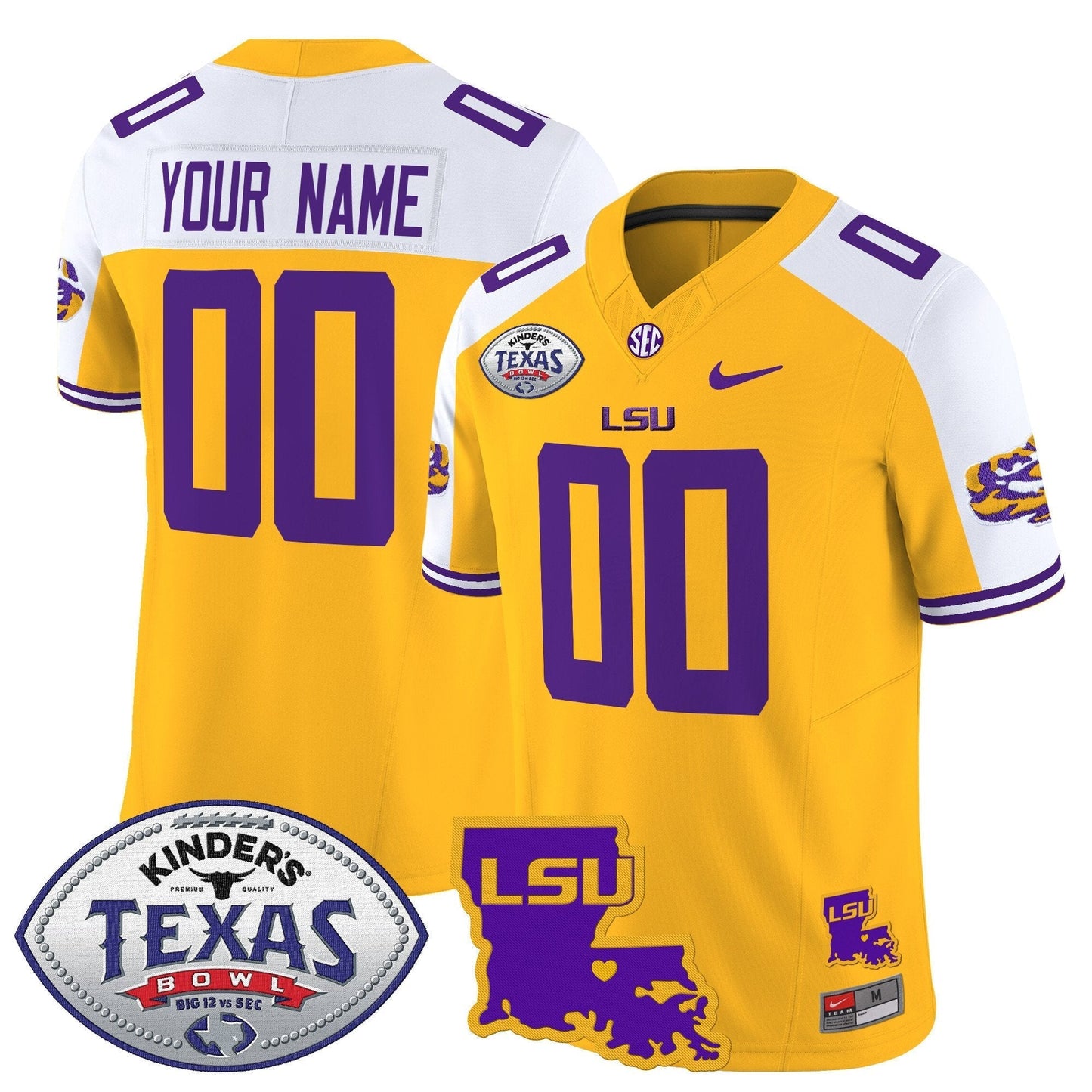 Custom LSU Tigers 2024 Texas Bowl Patch Vapor Limited Jersey - All Stitched