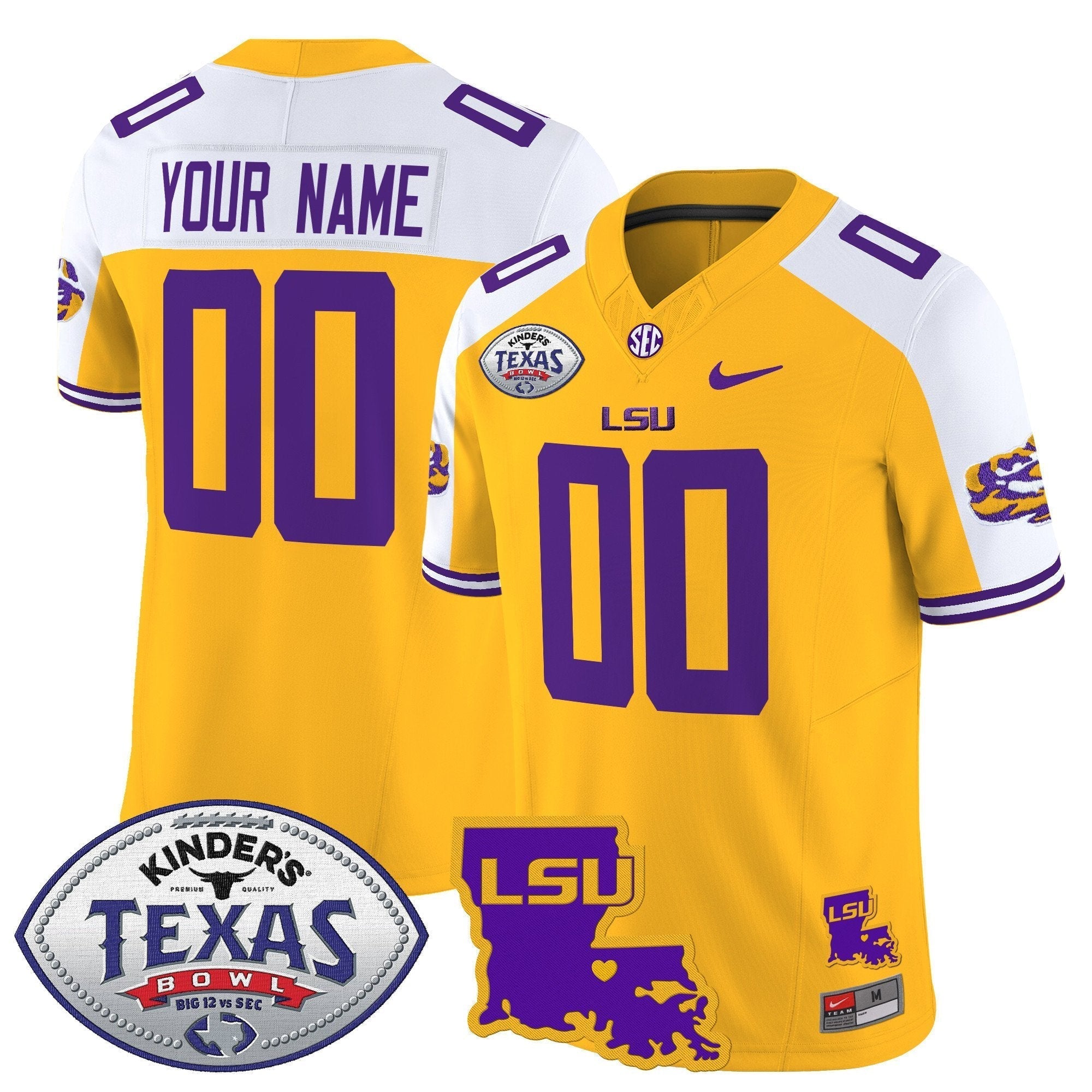 Custom LSU Tigers 2024 Texas Bowl Patch Vapor Limited Jersey - All Stitched
