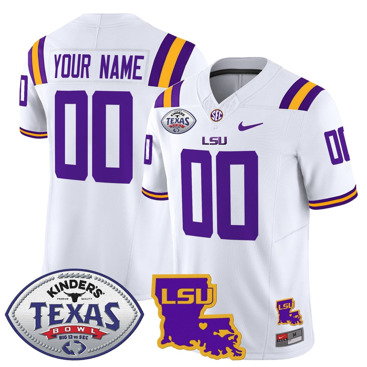 Custom LSU Tigers 2024 Texas Bowl Patch Vapor Limited Jersey - All Stitched