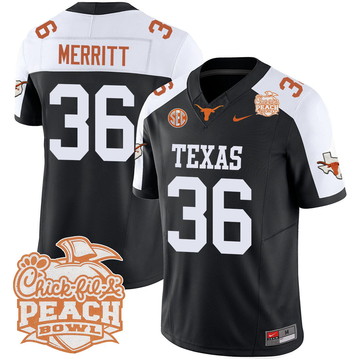 Men Texas Longhorns 2024 Peach Bowl Jersey - All Stitched