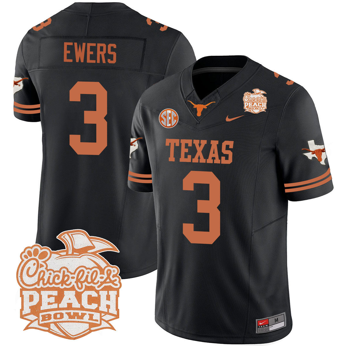 Men Texas Longhorns 2024 Peach Bowl Jersey - All Stitched