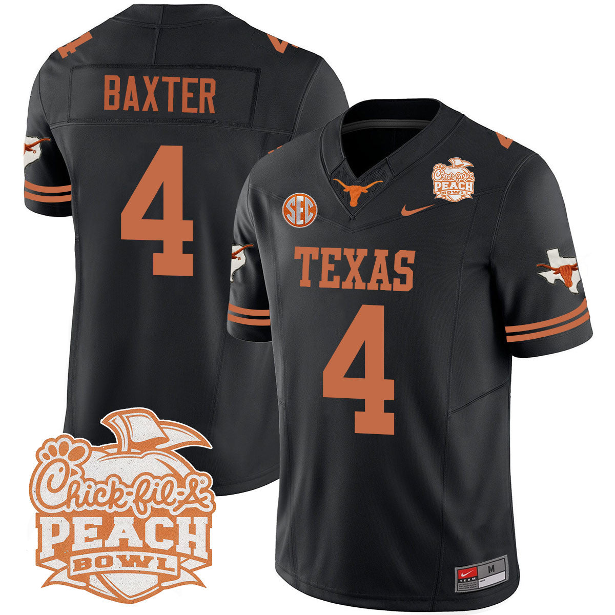Men Texas Longhorns 2024 Peach Bowl Jersey - All Stitched