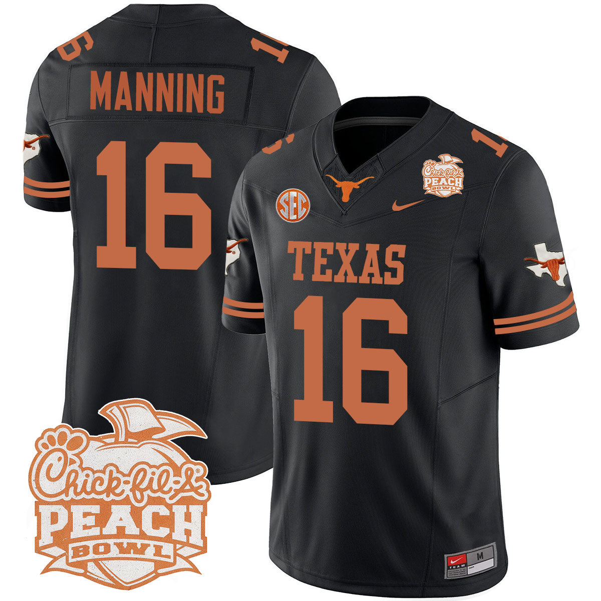 Men Texas Longhorns 2024 Peach Bowl Jersey - All Stitched