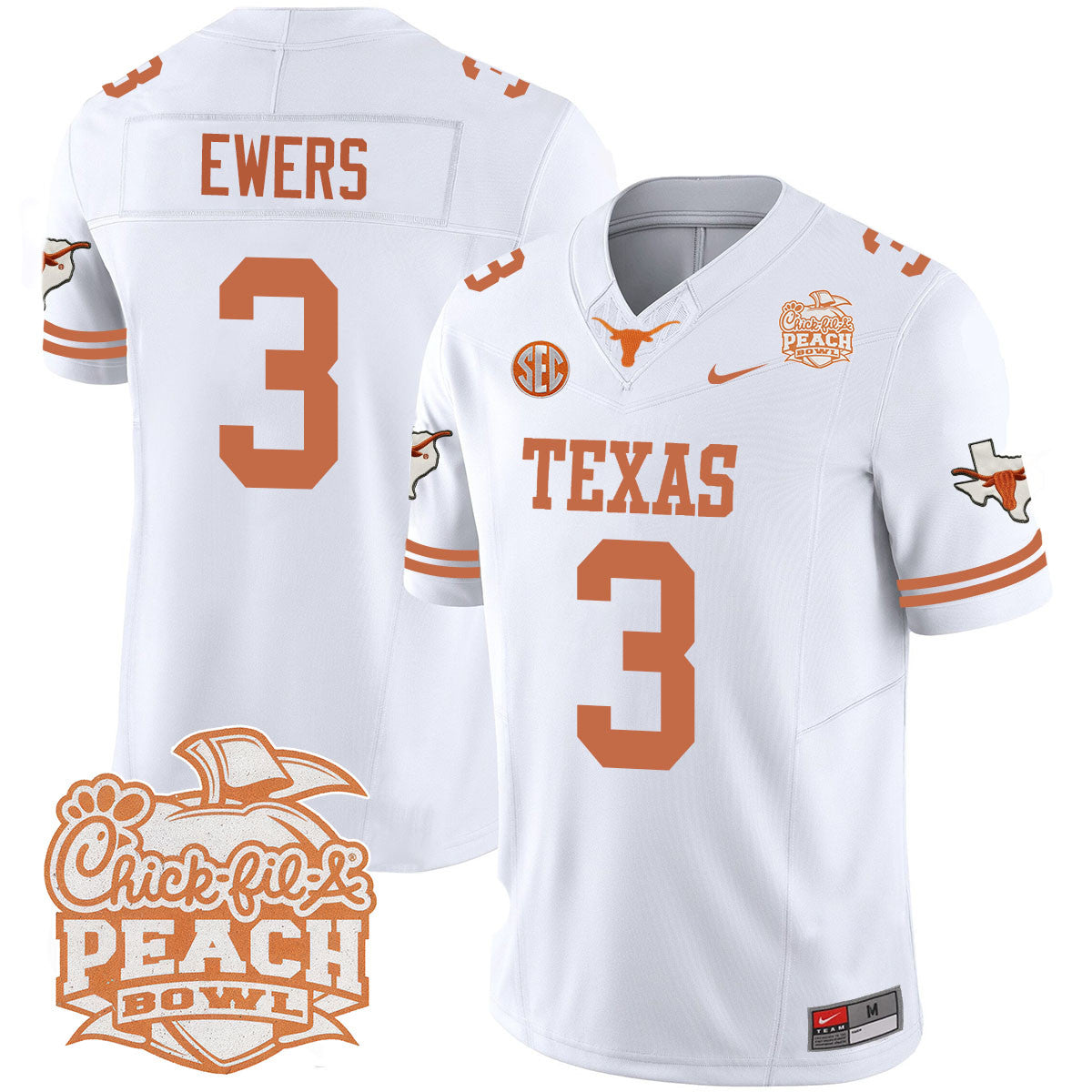 Men Texas Longhorns 2024 Peach Bowl Jersey - All Stitched