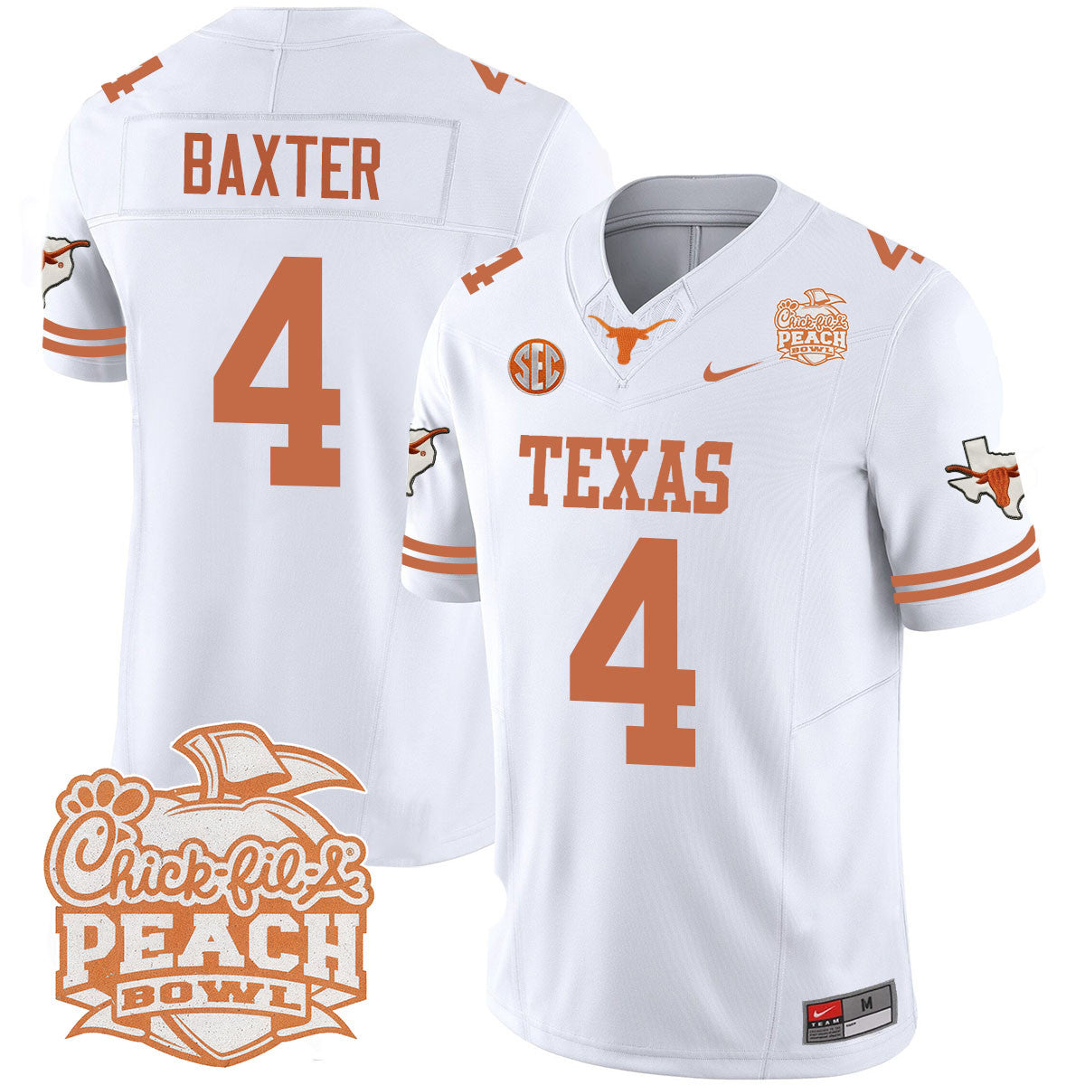 Men Texas Longhorns 2024 Peach Bowl Jersey - All Stitched