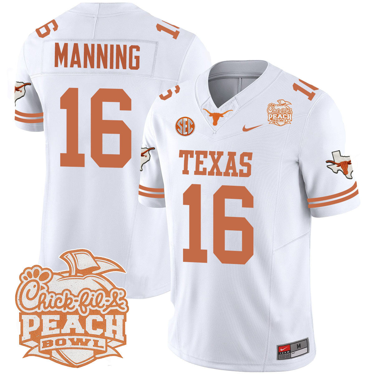 Men Texas Longhorns 2024 Peach Bowl Jersey - All Stitched