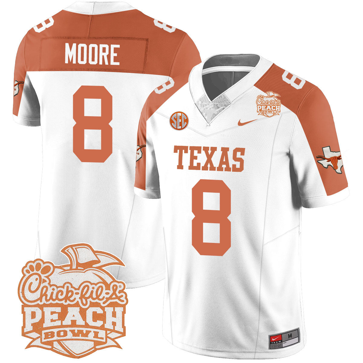 Men Texas Longhorns 2024 Peach Bowl Jersey - All Stitched