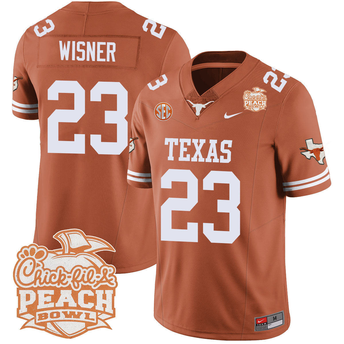 Men Texas Longhorns 2024 Peach Bowl Jersey - All Stitched