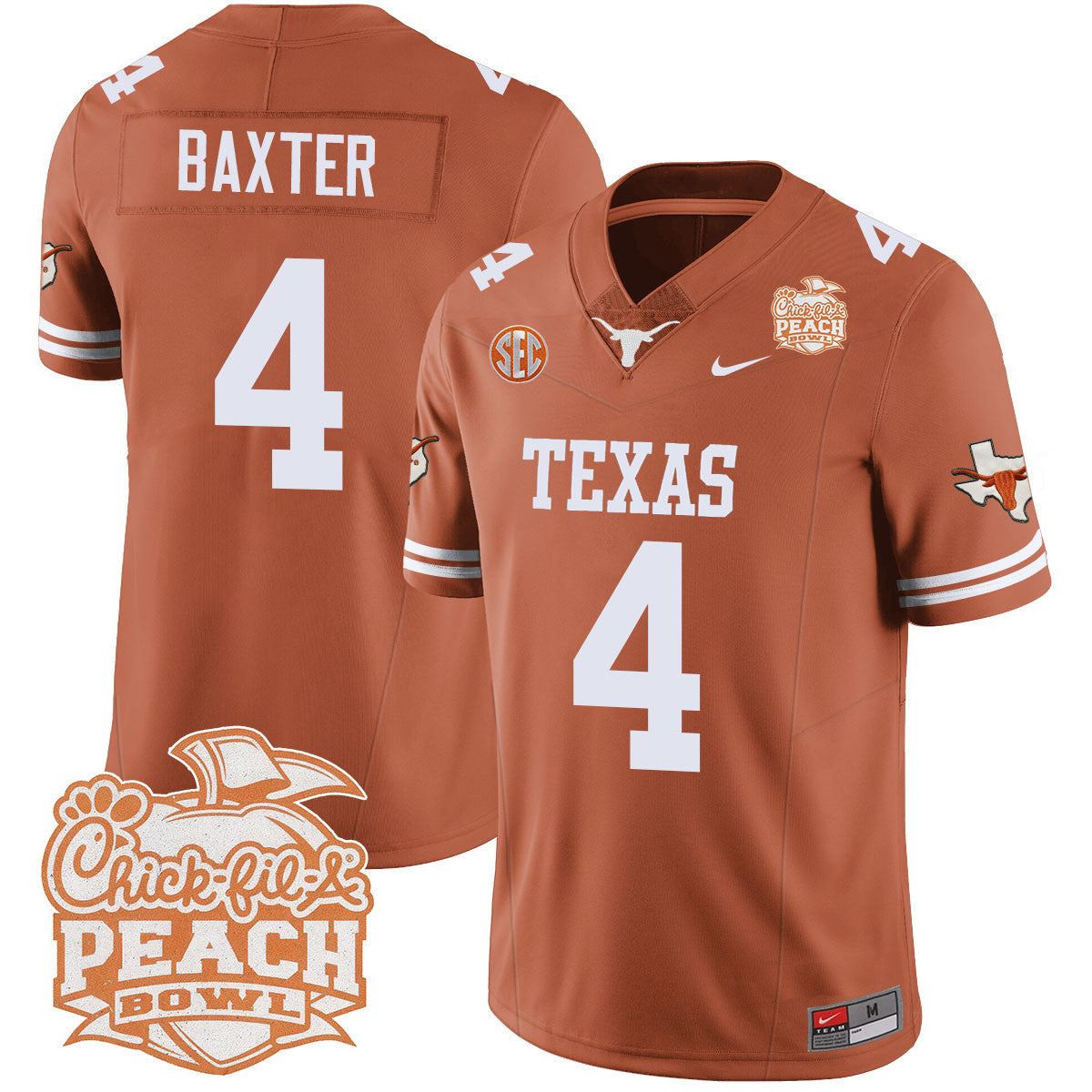 Men Texas Longhorns 2024 Peach Bowl Jersey - All Stitched