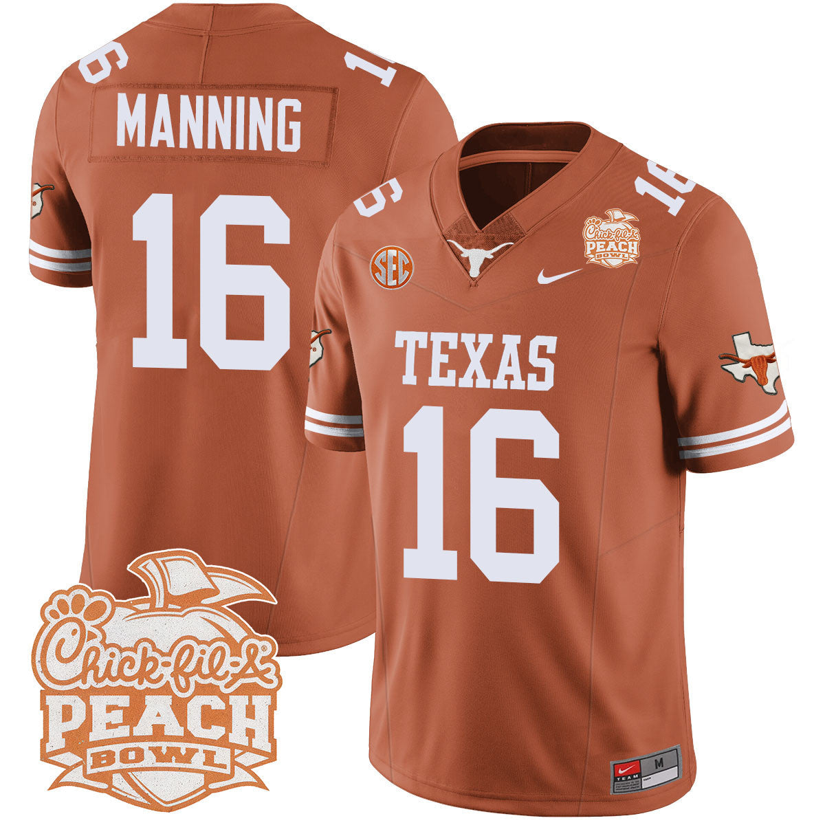 Men Texas Longhorns 2024 Peach Bowl Jersey - All Stitched