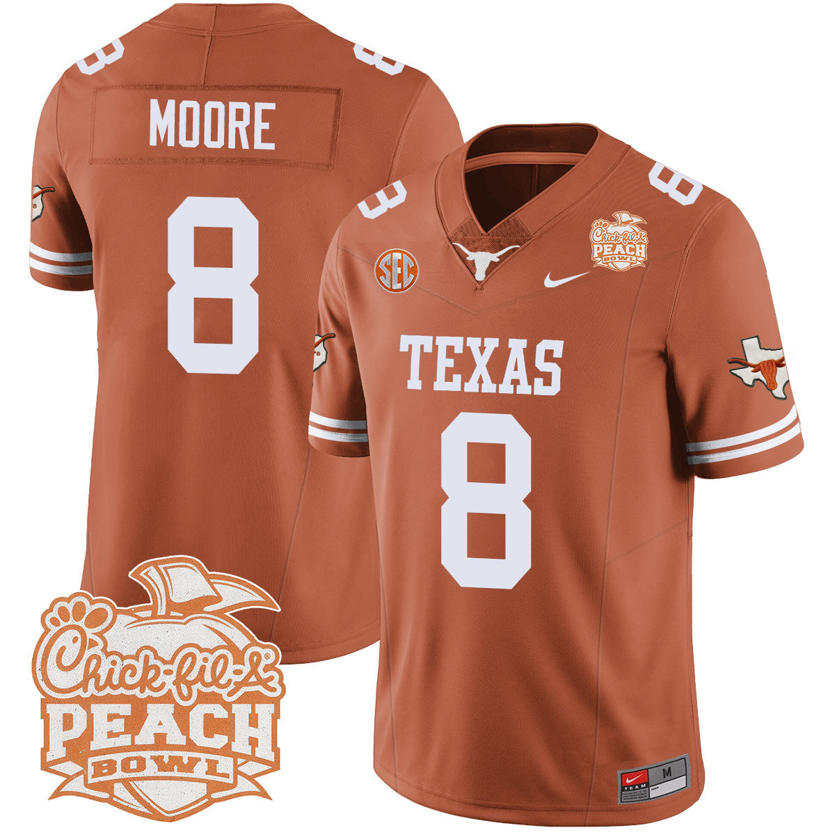 Men Texas Longhorns 2024 Peach Bowl Jersey - All Stitched