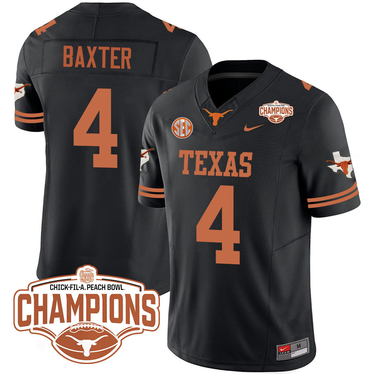 Men Texas Longhorns 2024 Peach Bowl Champions Jersey - All Stitched