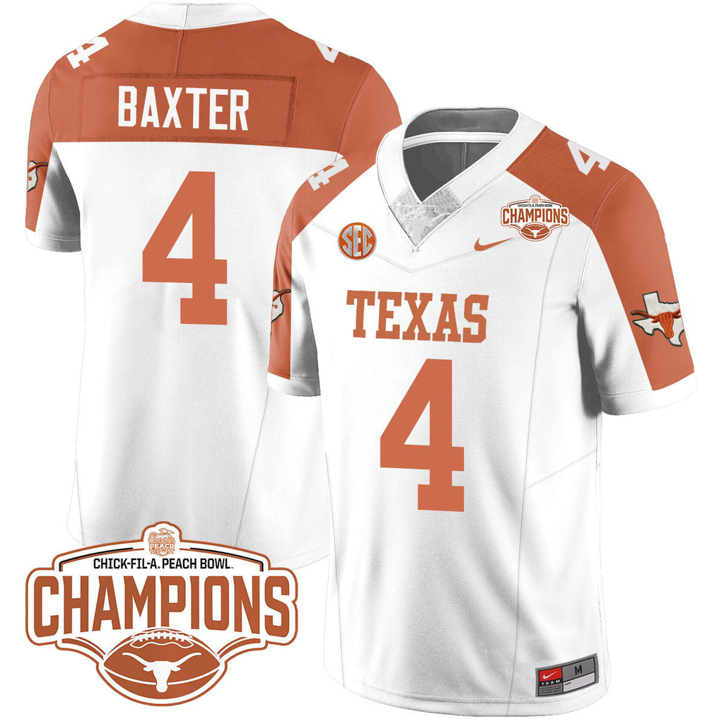 Men Texas Longhorns 2024 Peach Bowl Champions Jersey - All Stitched