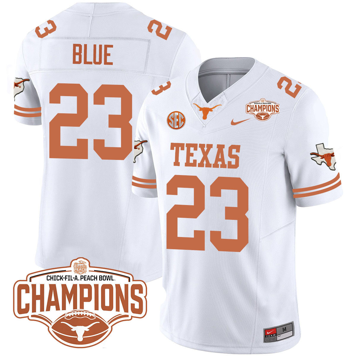 Men Texas Longhorns 2024 Peach Bowl Champions Jersey - All Stitched