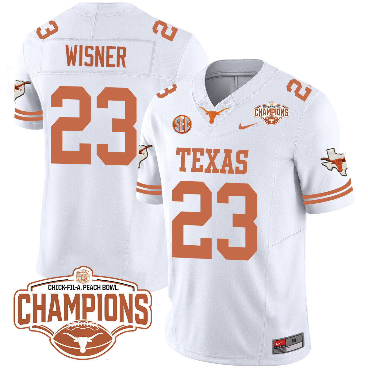 Men Texas Longhorns 2024 Peach Bowl Champions Jersey - All Stitched