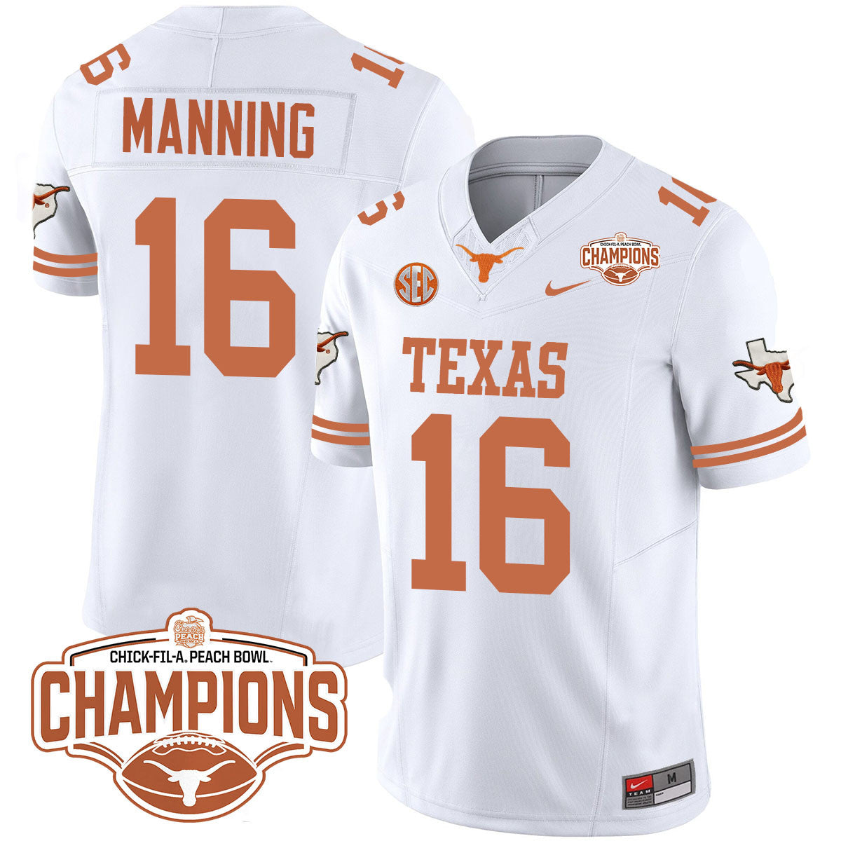 Men Texas Longhorns 2024 Peach Bowl Champions Jersey - All Stitched