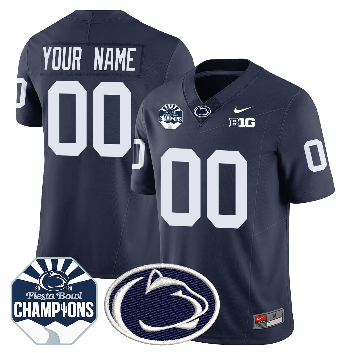 Custom Penn State Nittany Lions 2024 Fiesta Bowl Champions Jersey - All Stitched
