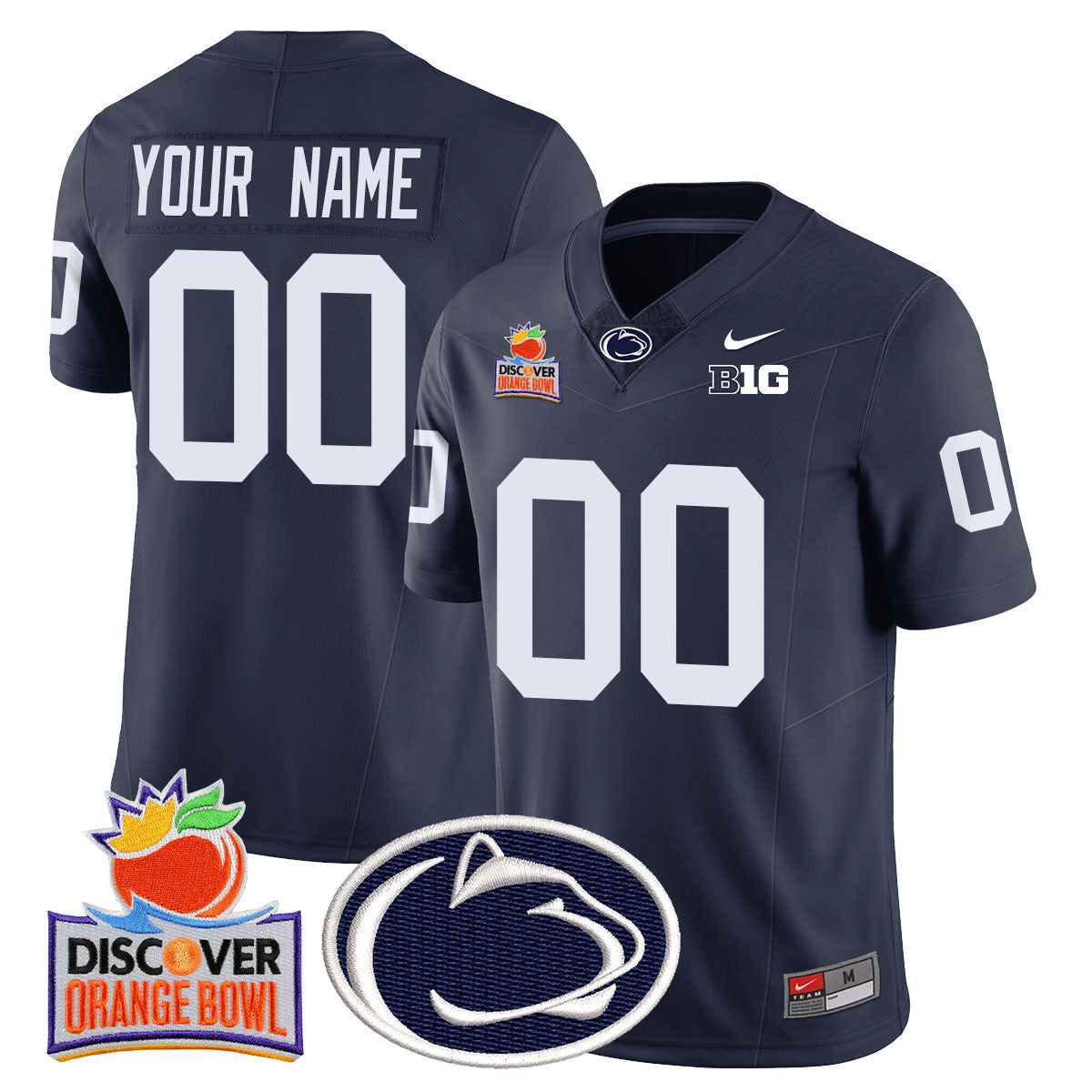 Custom Penn State Nittany Lions 2024 Orange Bowl Jersey N1 - All Stitched