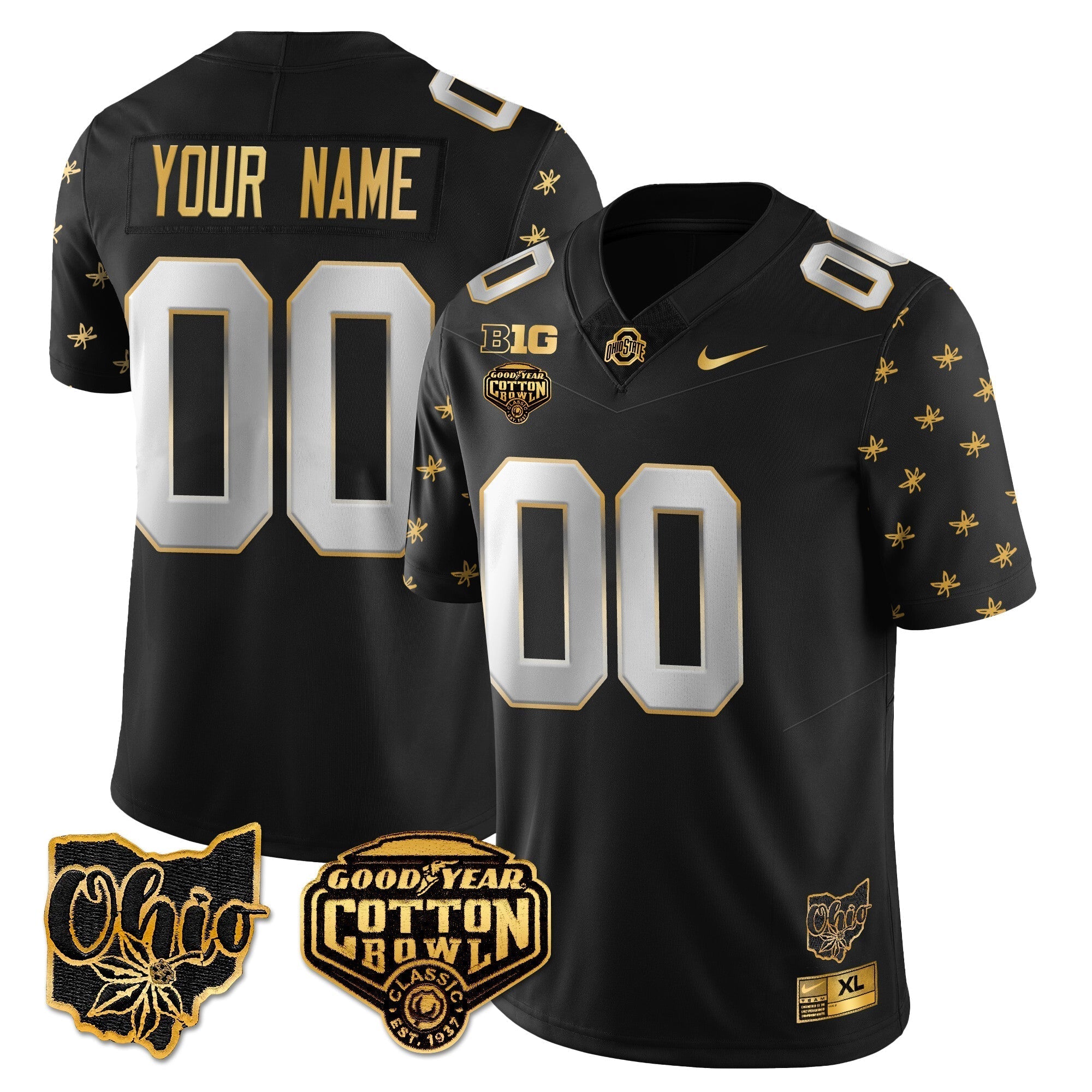 Custom Ohio State Buckeyes 2024 Cotton Bowl Classic Jersey Gold - All Stitched