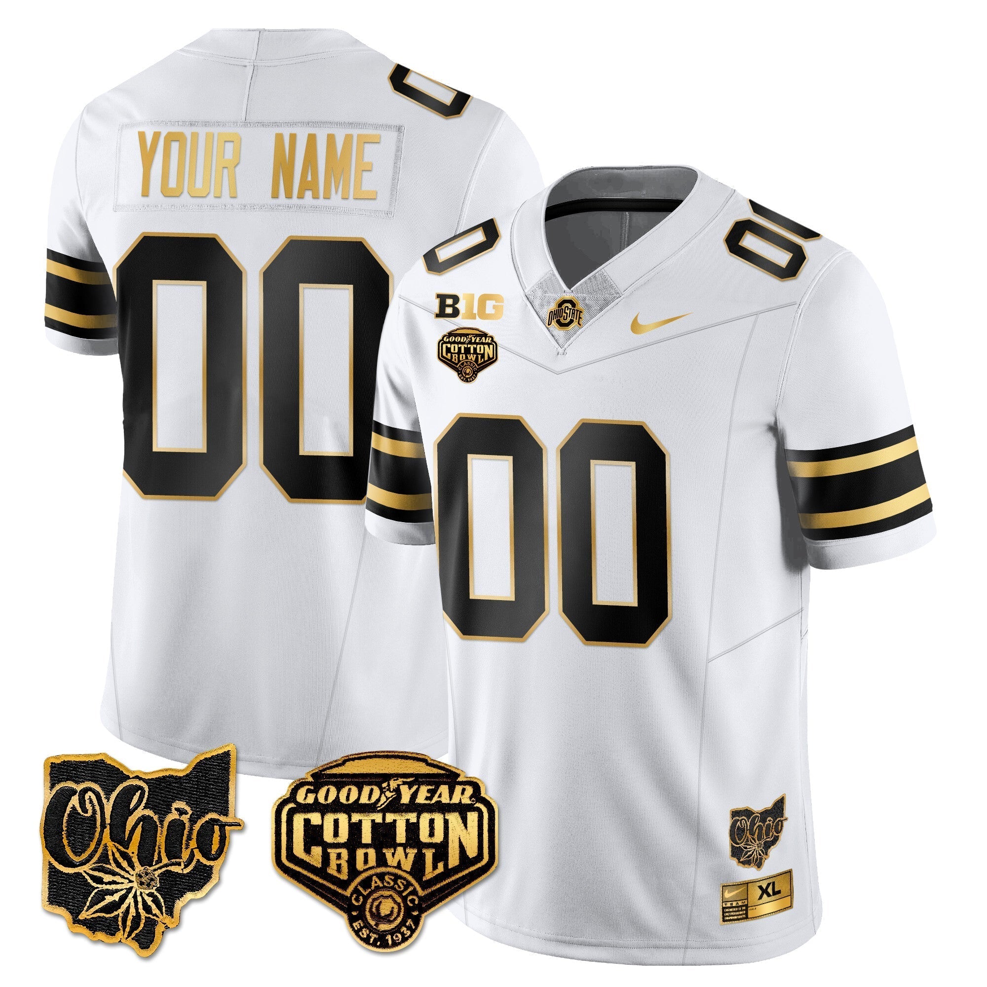 Custom Ohio State Buckeyes 2024 Cotton Bowl Classic Jersey Gold - All Stitched