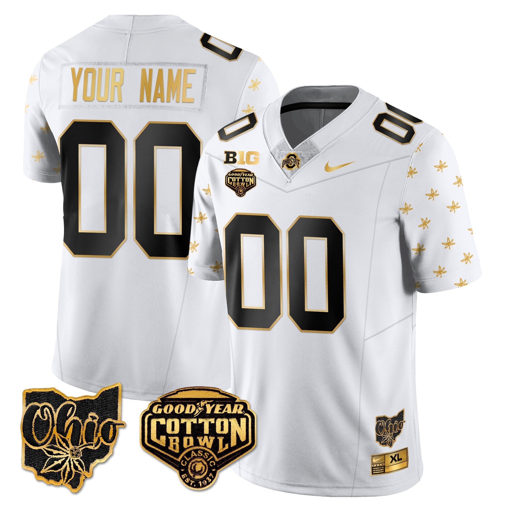 Custom Ohio State Buckeyes 2024 Cotton Bowl Classic Jersey Gold - All Stitched