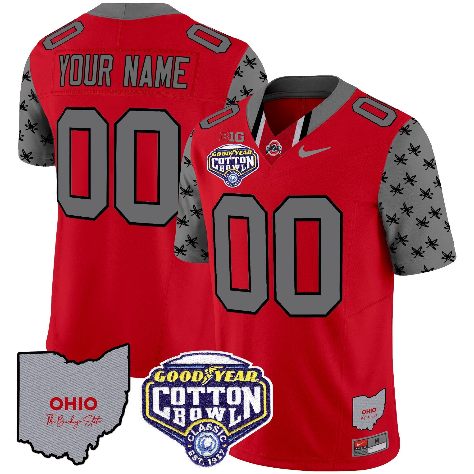 Custom Ohio State Buckeyes Cotton Bowl Patch Vapor Limited Jersey - All Stitched