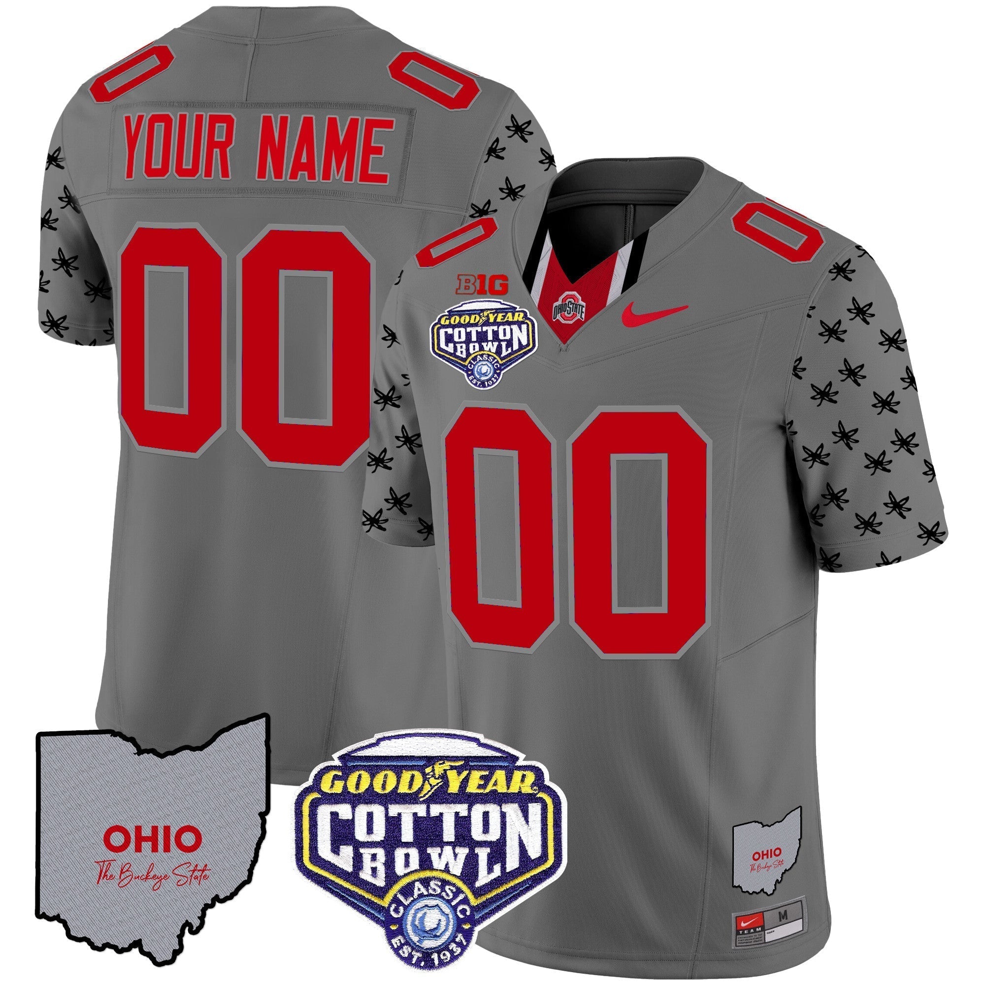 Custom Ohio State Buckeyes Cotton Bowl Patch Vapor Limited Jersey - All Stitched