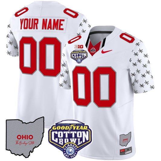 Custom Ohio State Buckeyes Cotton Bowl Patch Vapor Limited Jersey - All Stitched
