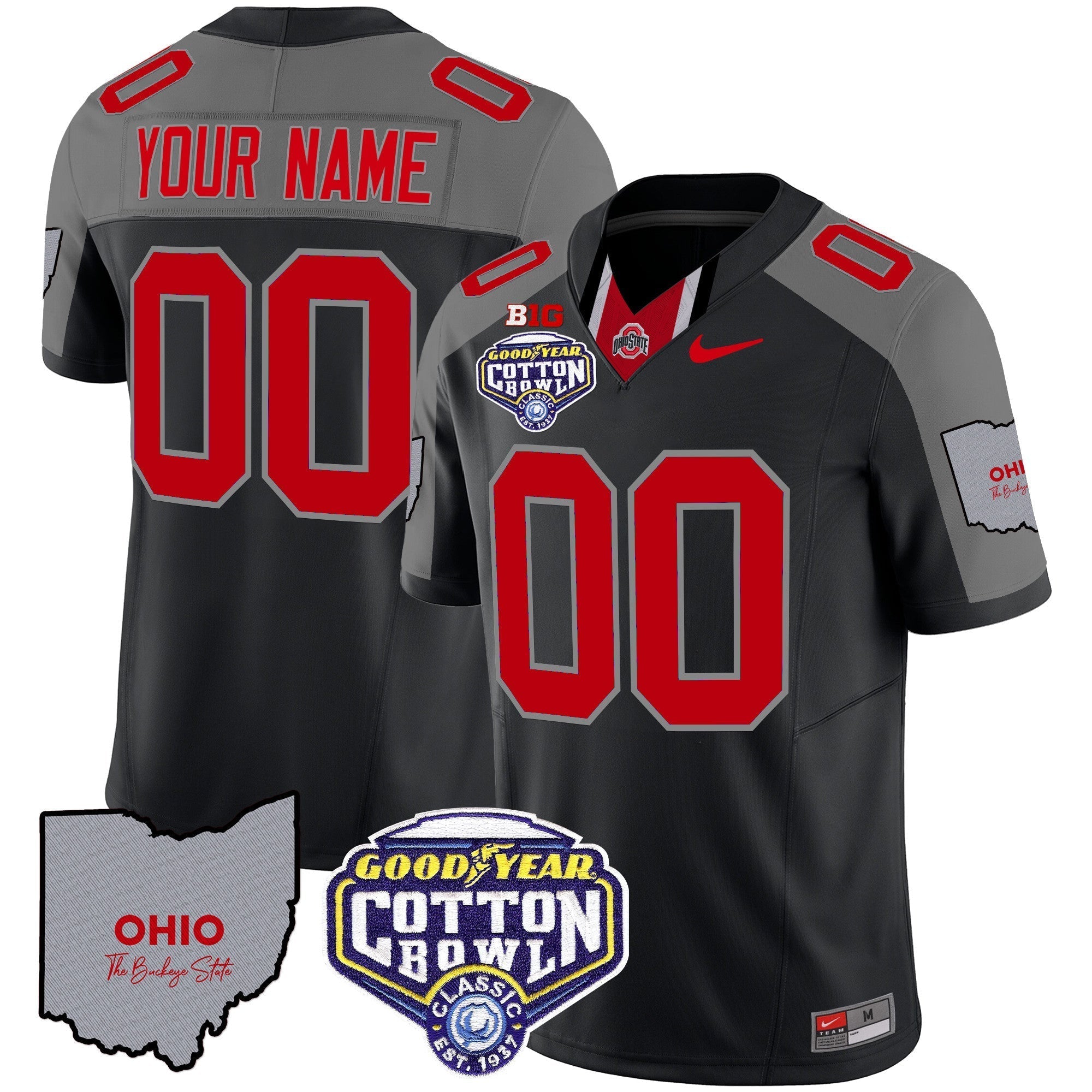 Custom Ohio State Buckeyes Cotton Bowl Patch Vapor Limited Jersey - All Stitched