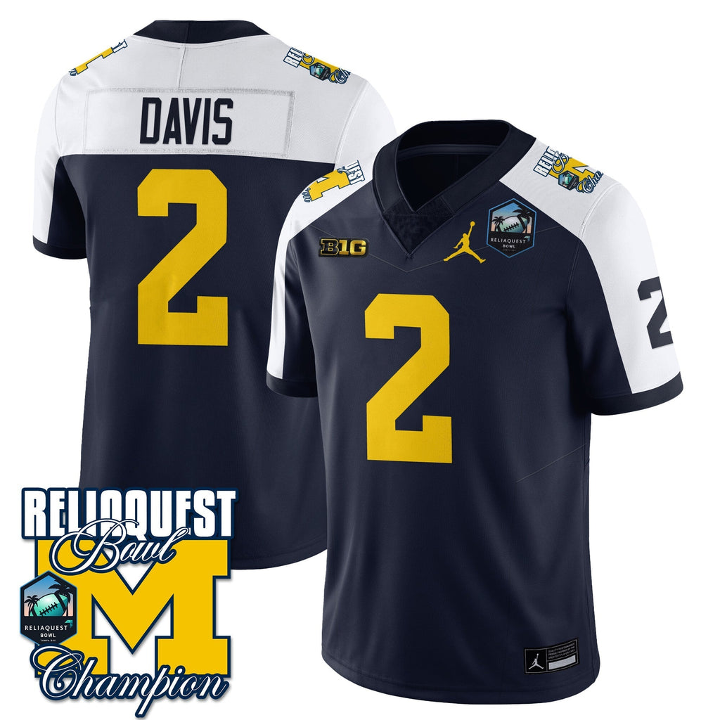 Men Michigan Wolverines 2024 ReliaQuest Bowl Champions Jersey - All Stitched