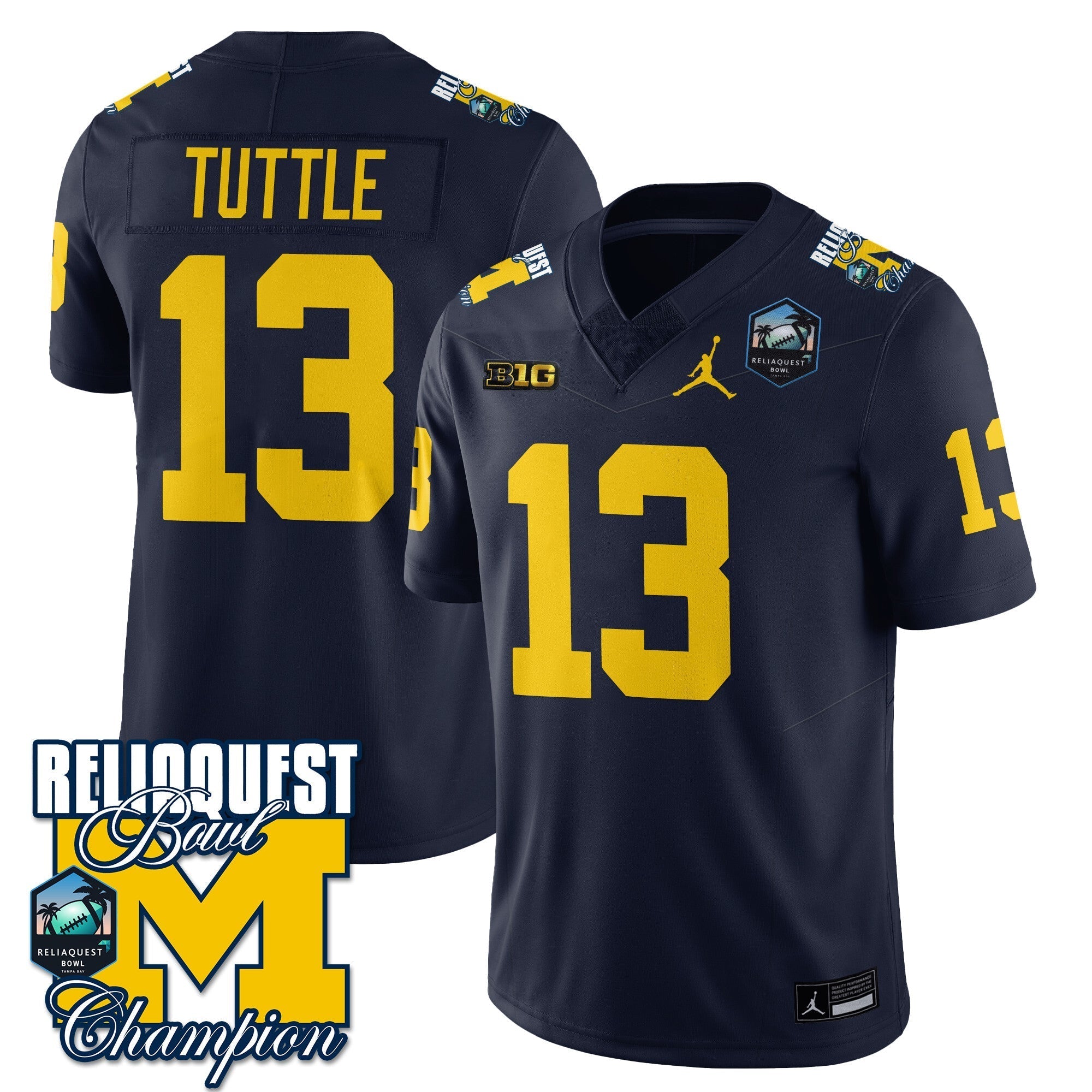Men Michigan Wolverines 2024 ReliaQuest Bowl Champions Jersey - All Stitched