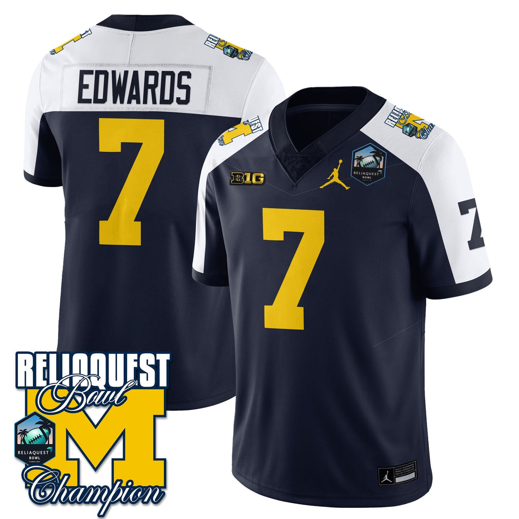 Men Michigan Wolverines 2024 ReliaQuest Bowl Champions Jersey - All Stitched