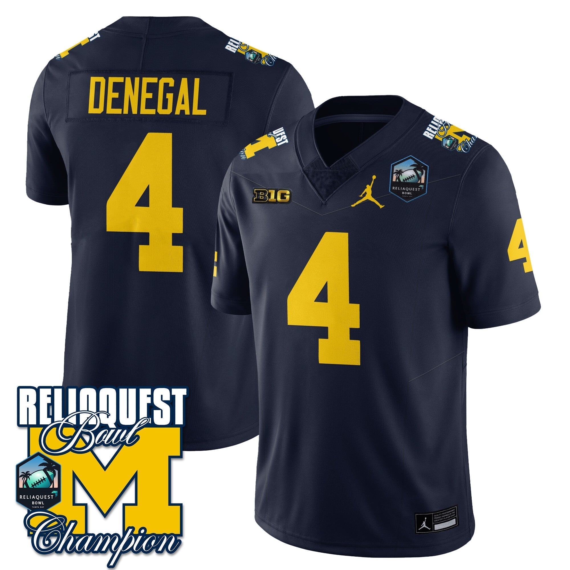 Men Michigan Wolverines 2024 ReliaQuest Bowl Champions Jersey - All Stitched
