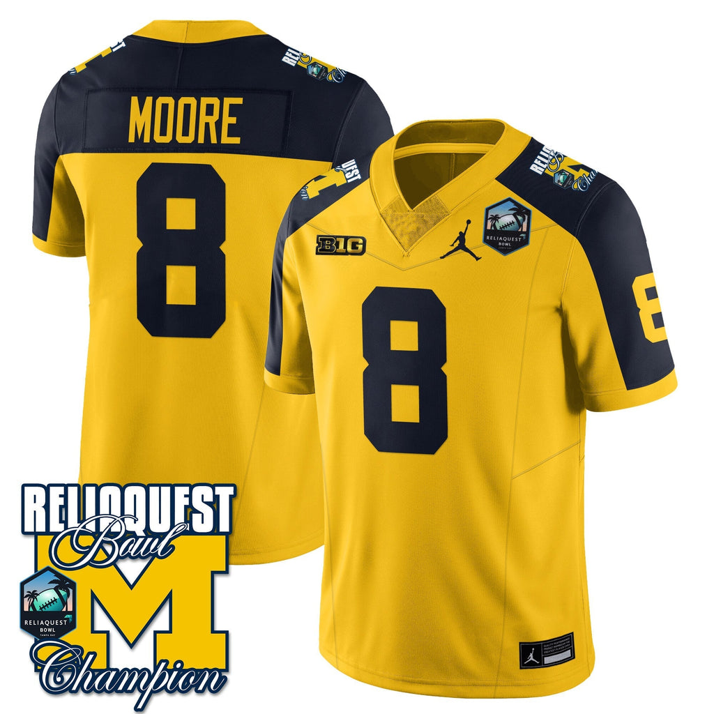 Men Michigan Wolverines 2024 ReliaQuest Bowl Champions Jersey - All Stitched