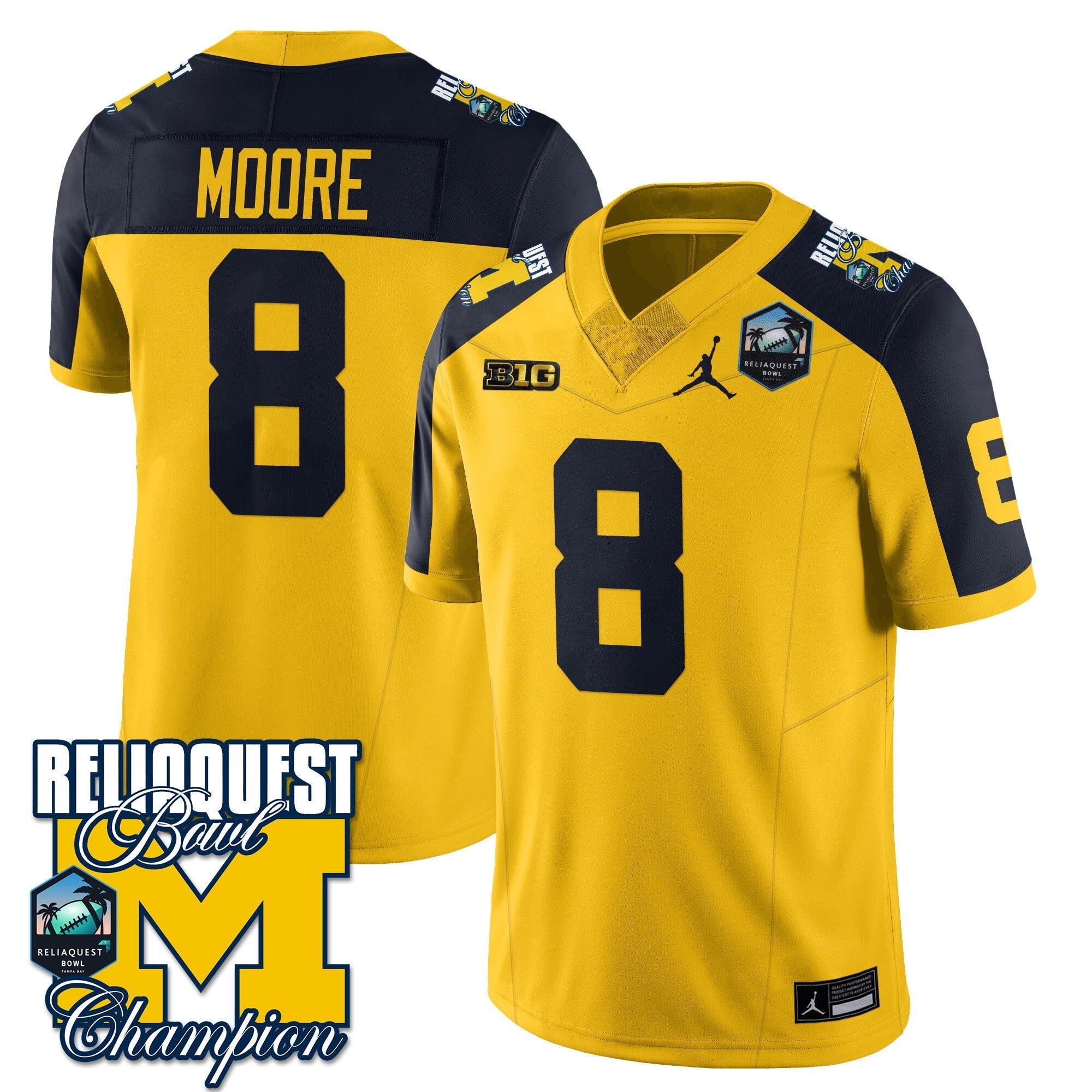 Men Michigan Wolverines 2024 ReliaQuest Bowl Champions Jersey - All Stitched