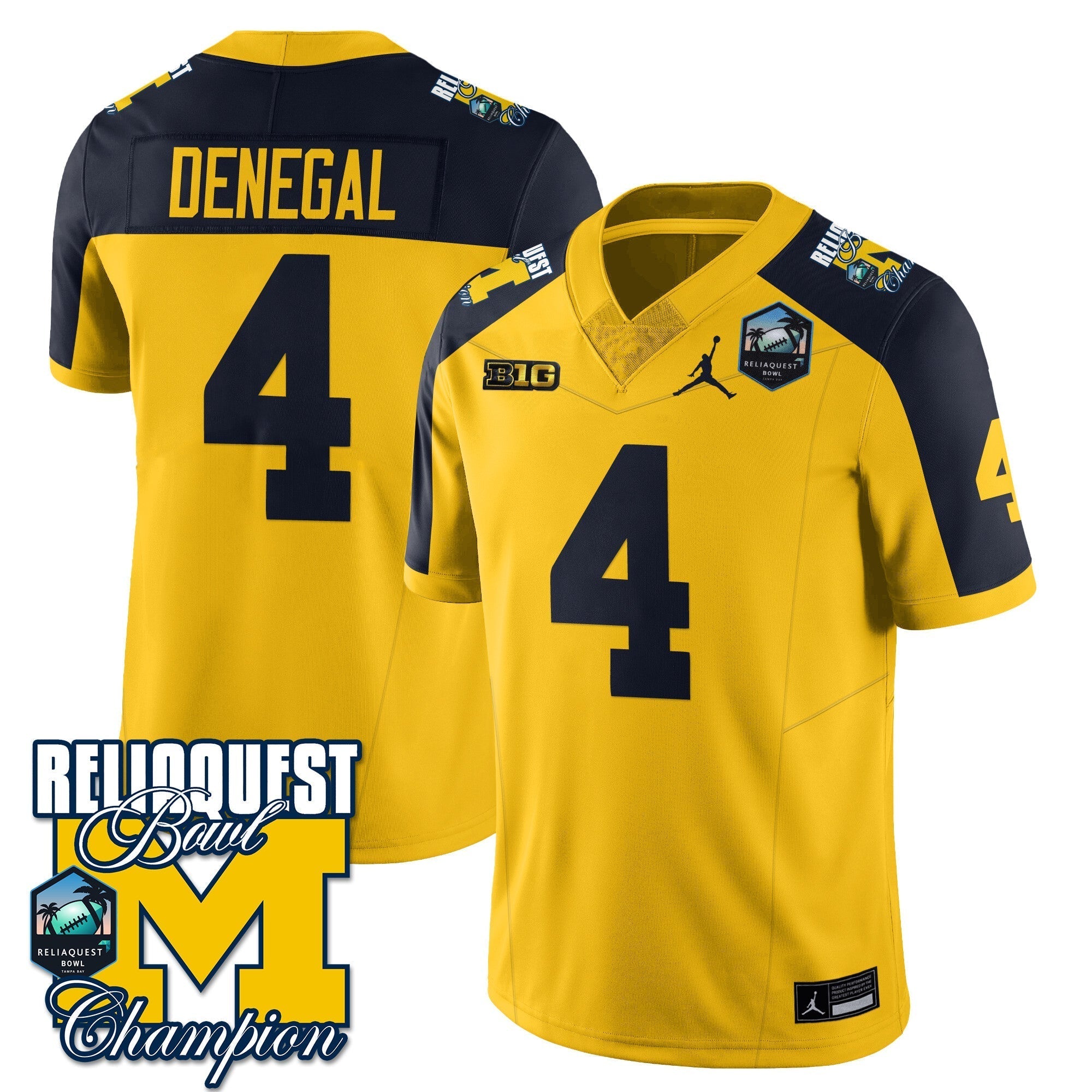 Men Michigan Wolverines 2024 ReliaQuest Bowl Champions Jersey - All Stitched