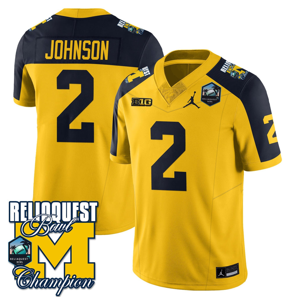 Men Michigan Wolverines 2024 ReliaQuest Bowl Champions Jersey - All Stitched