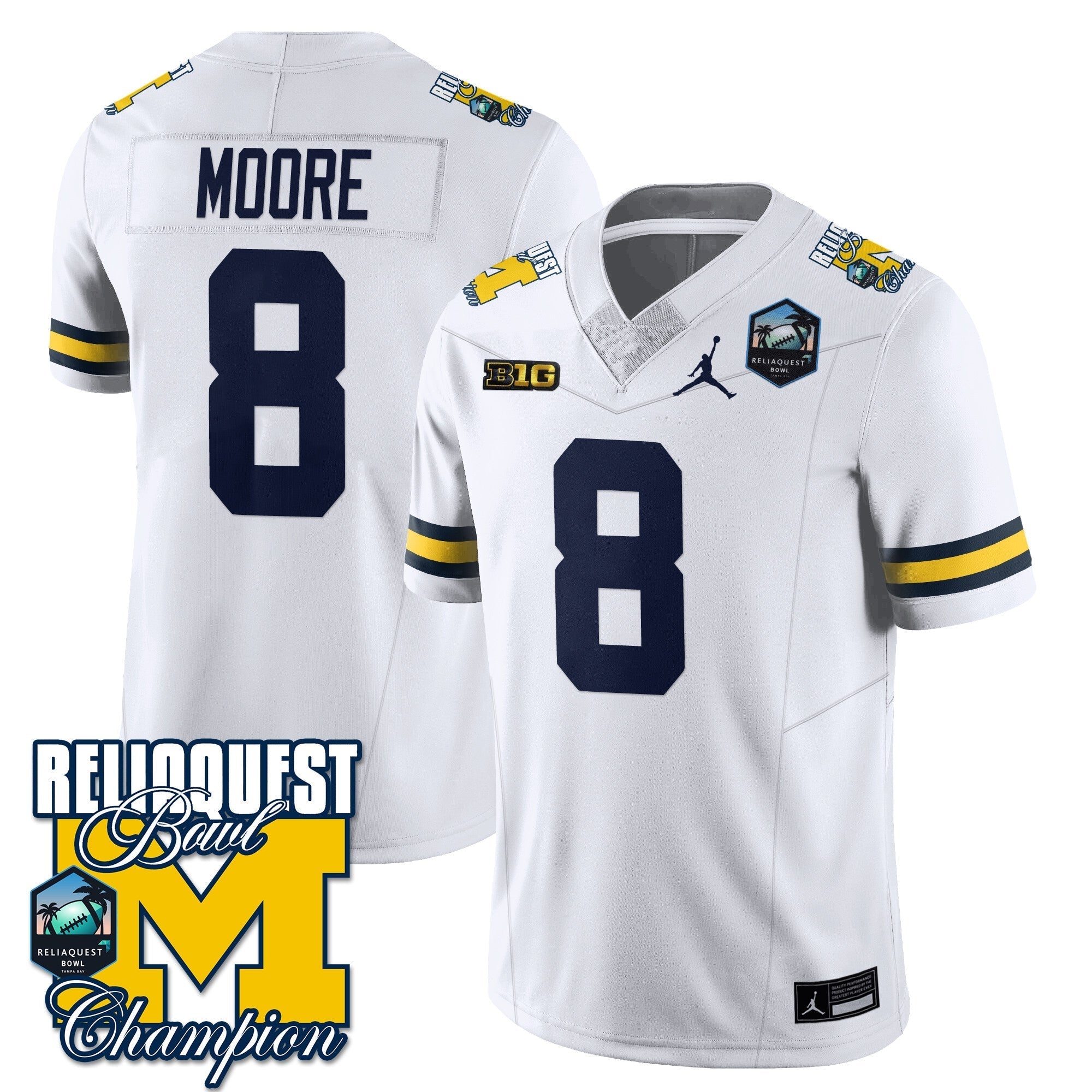 Men Michigan Wolverines 2024 ReliaQuest Bowl Champions Jersey - All Stitched