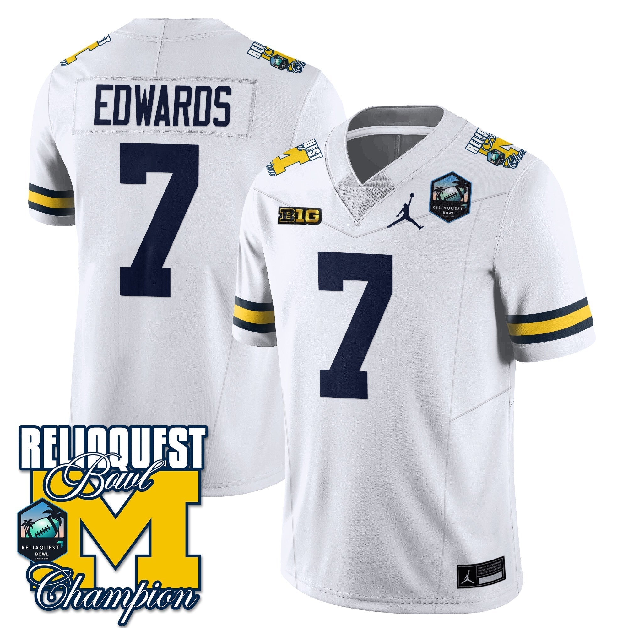 Men Michigan Wolverines 2024 ReliaQuest Bowl Champions Jersey - All Stitched
