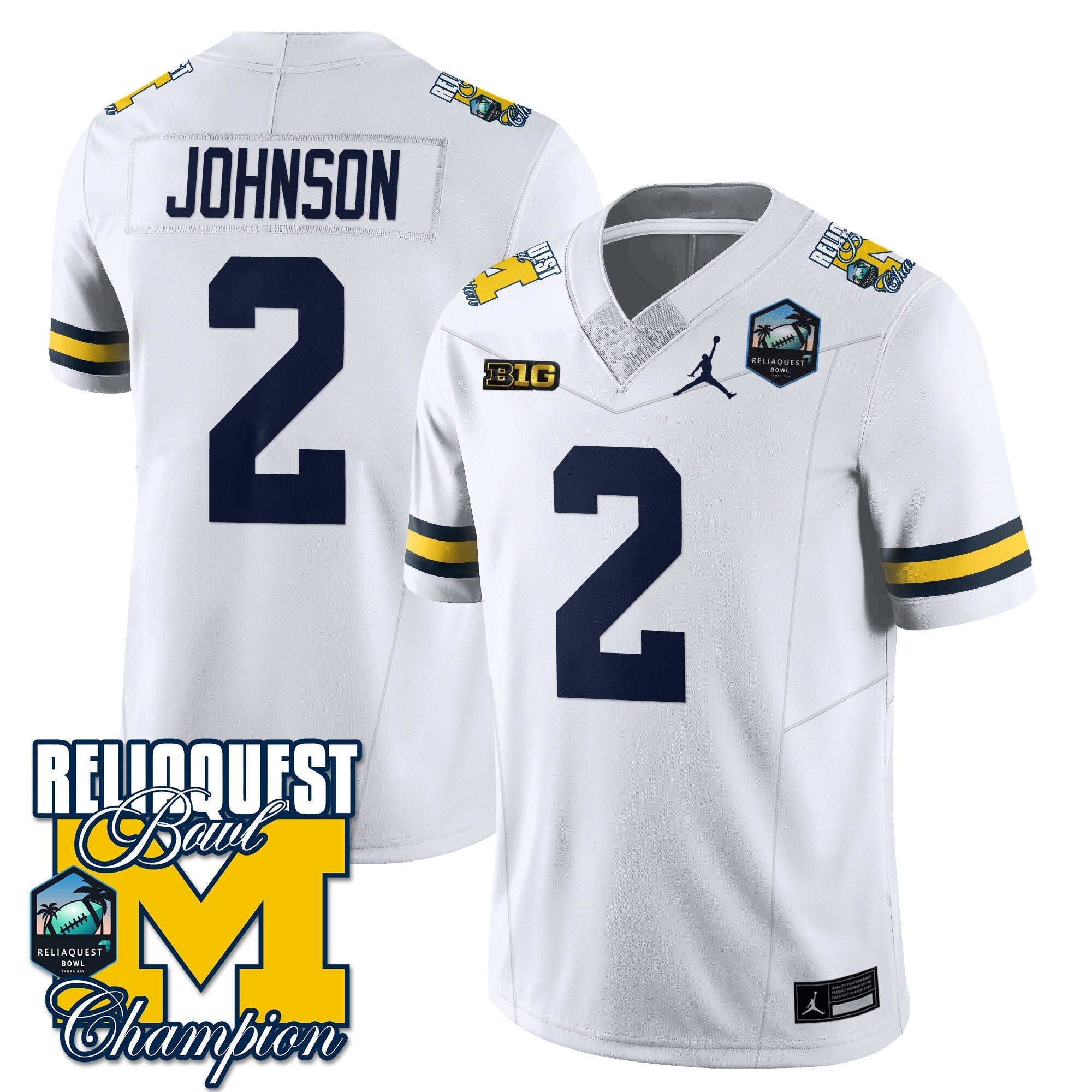 Men Michigan Wolverines 2024 ReliaQuest Bowl Champions Jersey - All Stitched